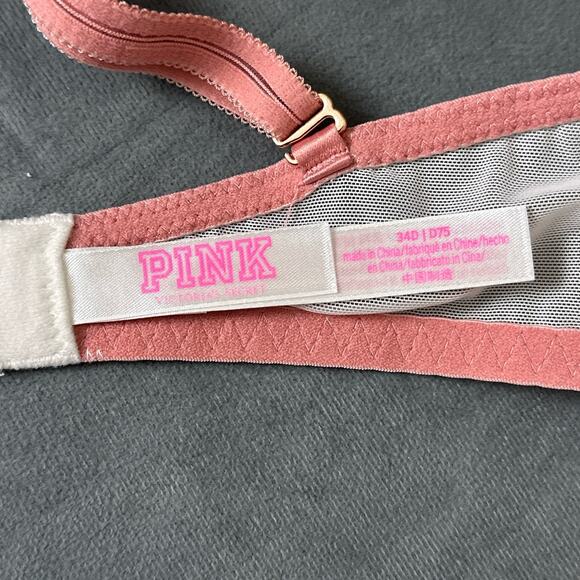 Victoria's Secret Pink Date Push Up Bra Size 34D Padded Underwire Cage Strappy - Picture 8 of 9